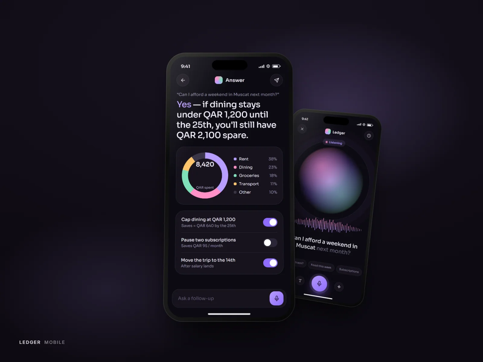 Ledger insight answering a spending question
