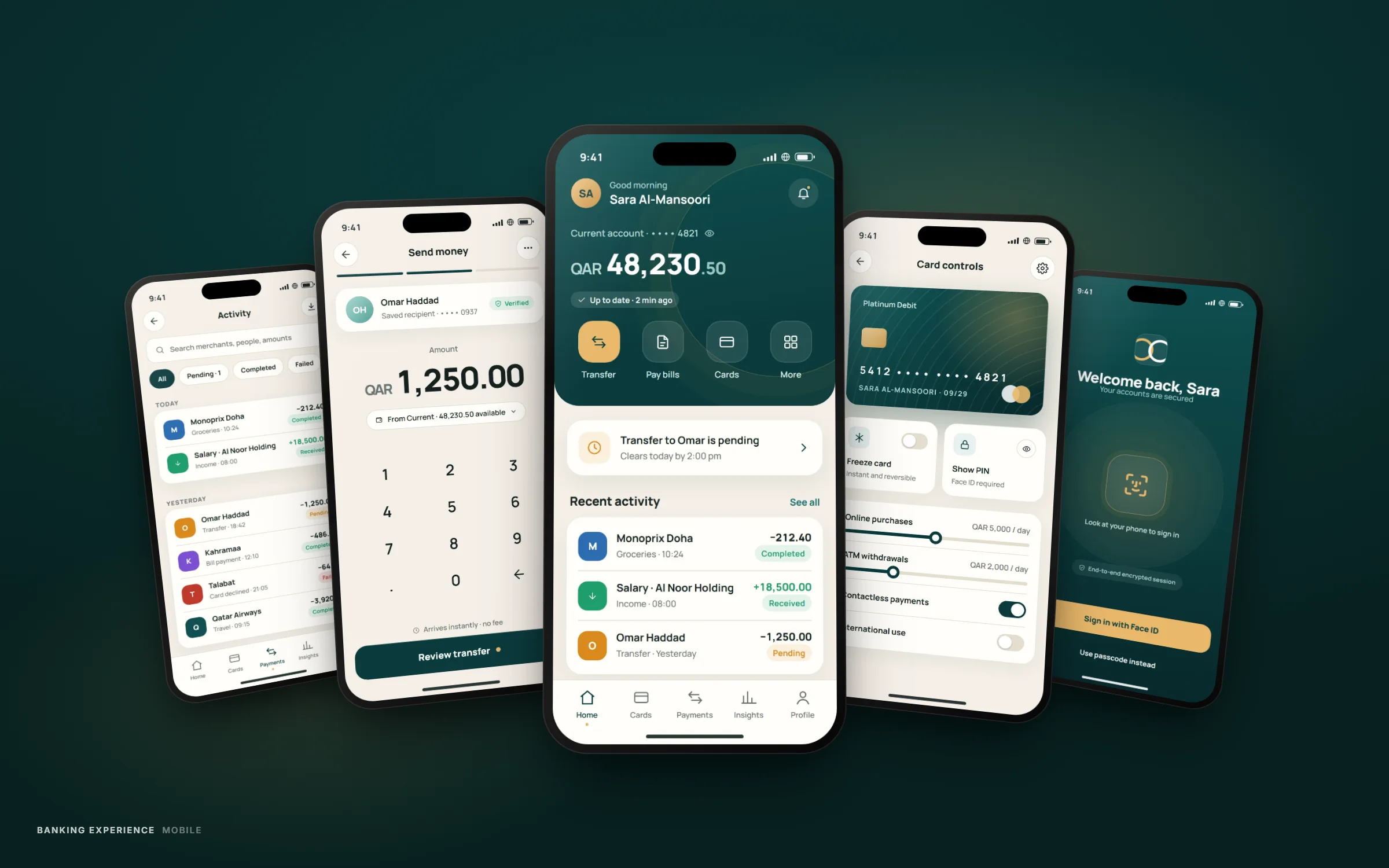 Illustrative recreation of the redesigned mobile banking app