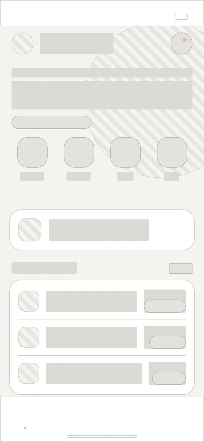 Low-fidelity wireframe of the main screen