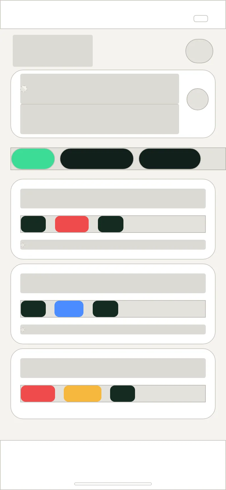 Low-fidelity wireframe of the main screen
